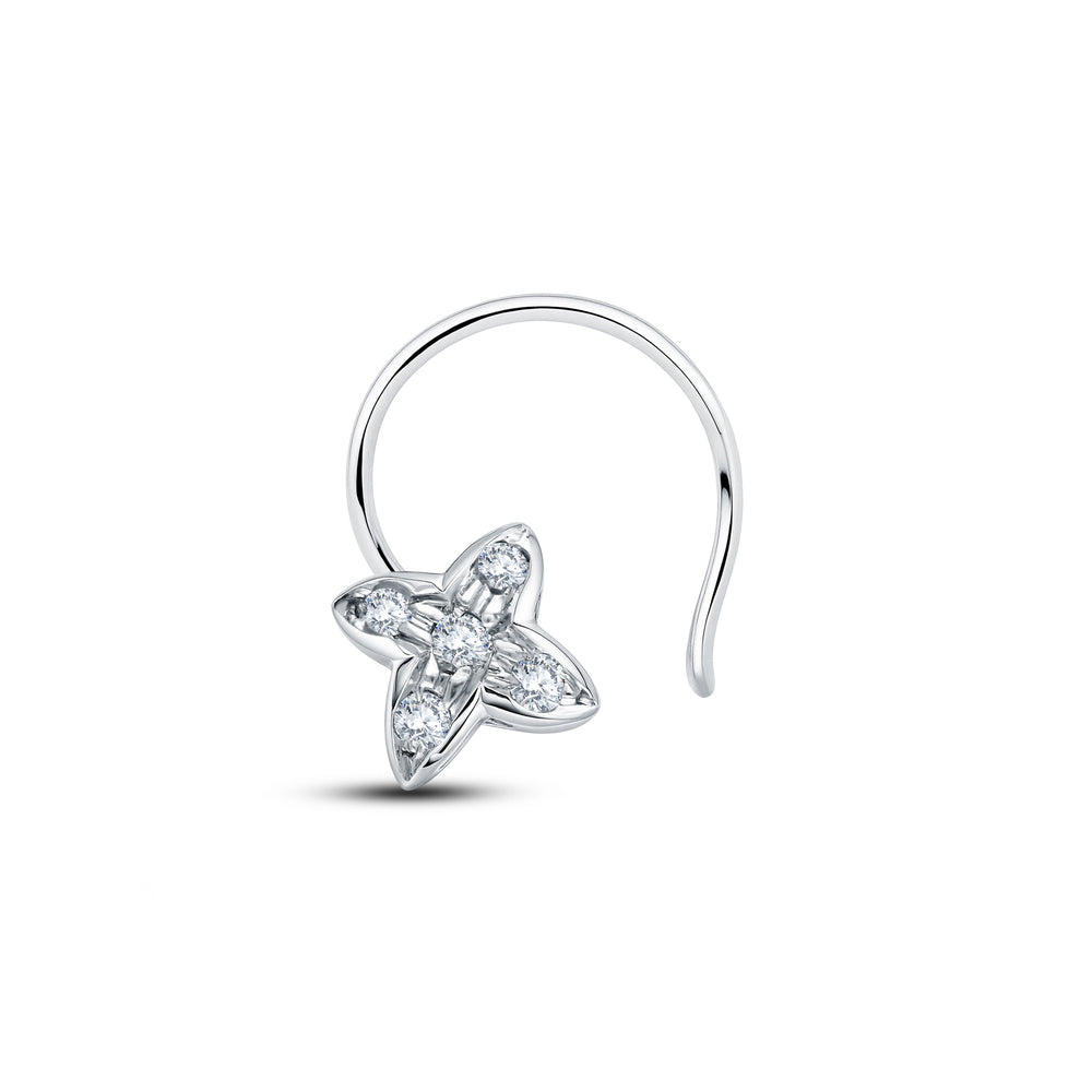 Petite Floral Lab Diamond Nosepin | 0.03 Cts | 925 Silver with 18KT Gold Vermeil.Grown Diva