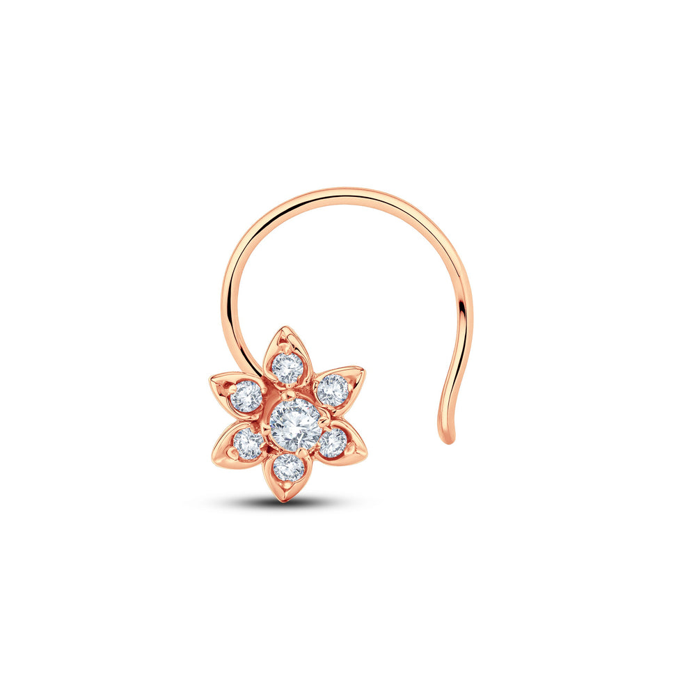 Floral Lab Diamond Nosepin | 0.06 Cts | 925 Silver with 18KT Gold Vermeil.Grown Diva