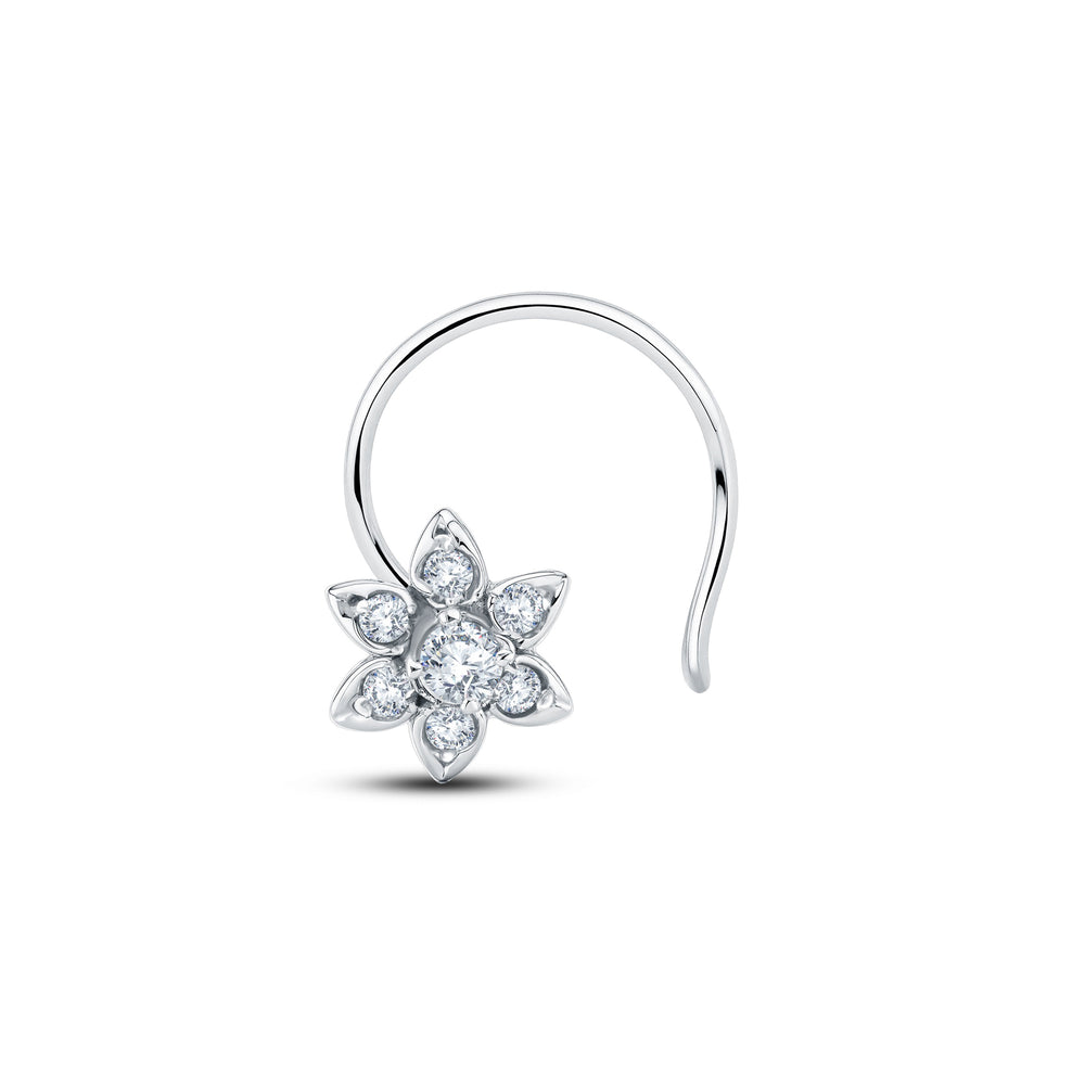 Floral Lab Diamond Nosepin | 0.06 Cts | 925 Silver with 18KT Gold Vermeil.Grown Diva