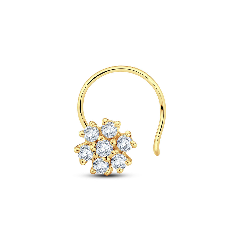 Daisy Cluster Lab Diamond Nosepin | 0.07 Cts | 925 Silver with 18KT Gold Vermeil.Grown Diva