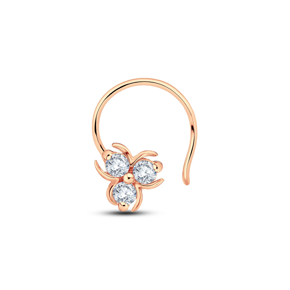 Floral Cluster Lab Diamond Nosepin – 0.15 Cts | 925 Silver & 18KT Gold Vermeil.Grown Diva
