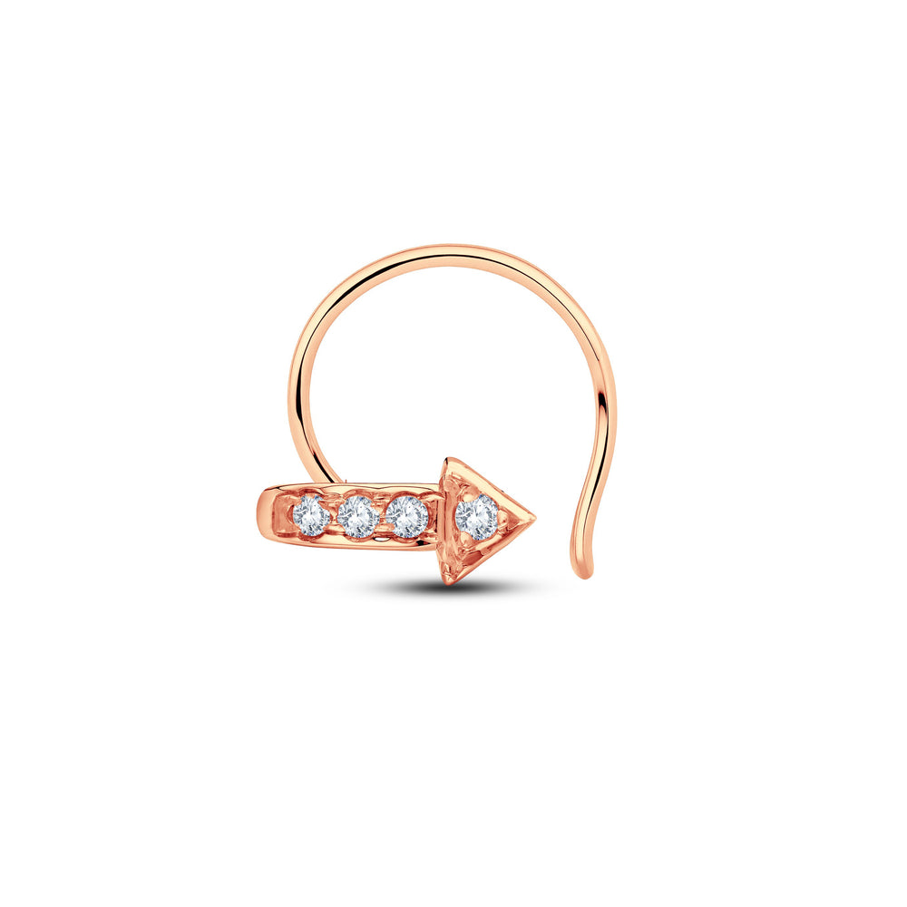 Arrow Design by GrownńDiva 925 Silver & 18KT Gold Vermeil Lab Diamond Nosepin with 0.04 Cts