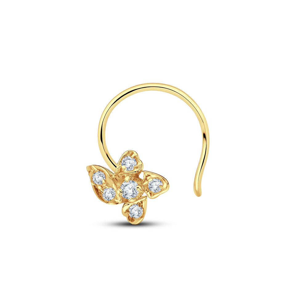 Blooming Petal Lab Diamond Nosepin | 0.09 Cts | 925 Silver with 18KT Gold Vermeil.Grown Diva