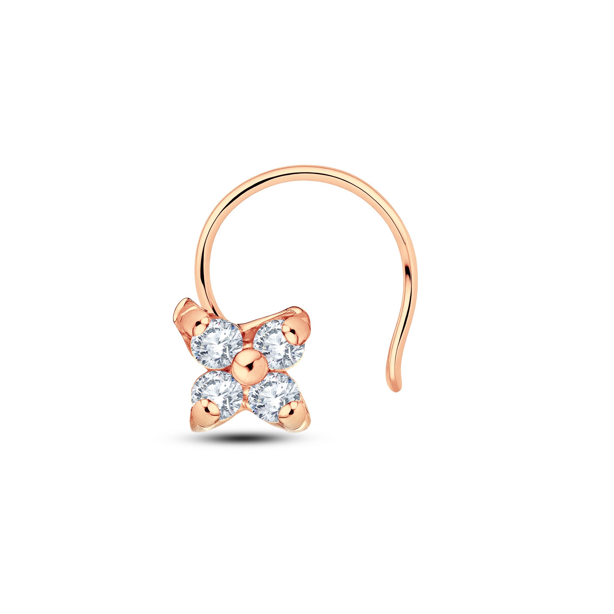 GrownńDiva 0.03 ct Lab Diamond Clover Nose Pin - 925 Silver Gold Vermeil