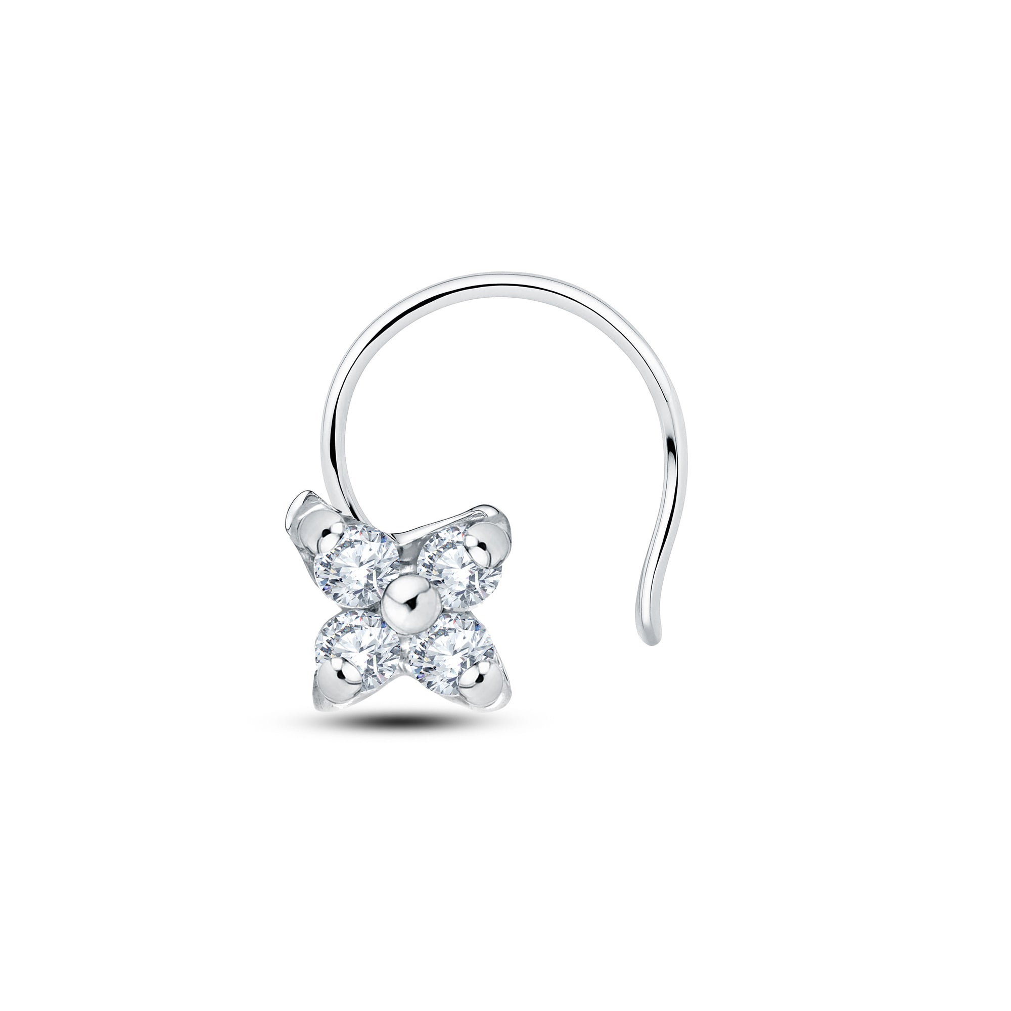 GrownńDiva 0.03 ct Lab Diamond Clover Nose Pin - 925 Silver Gold Vermeil