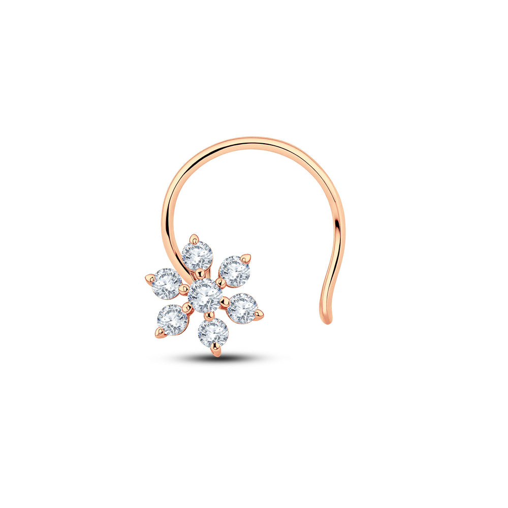 Dazzling Floral Lab Diamond Nosepin | 0.14 Cts | 925 Silver with 18KT Gold Vermeil.Grown Diva