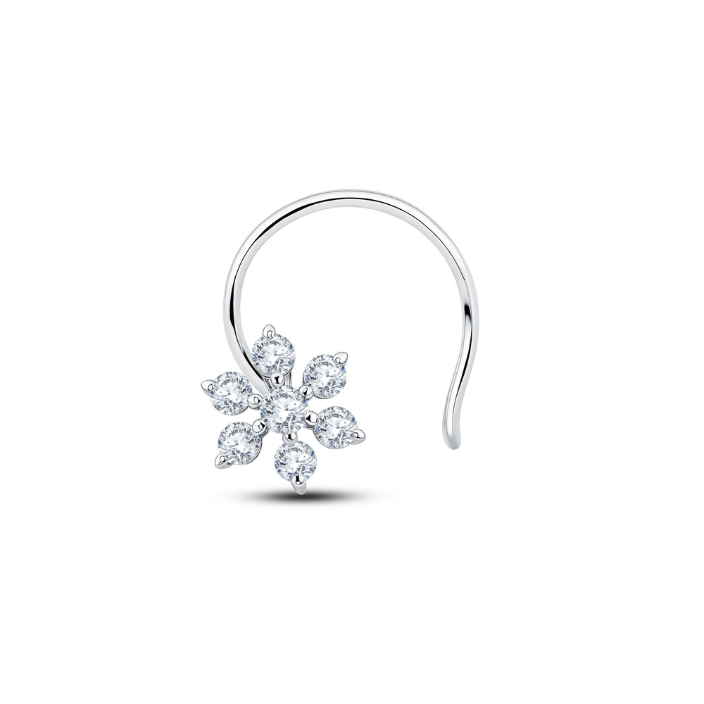 Dazzling Floral Lab Diamond Nosepin | 0.14 Cts | 925 Silver with 18KT Gold Vermeil.Grown Diva