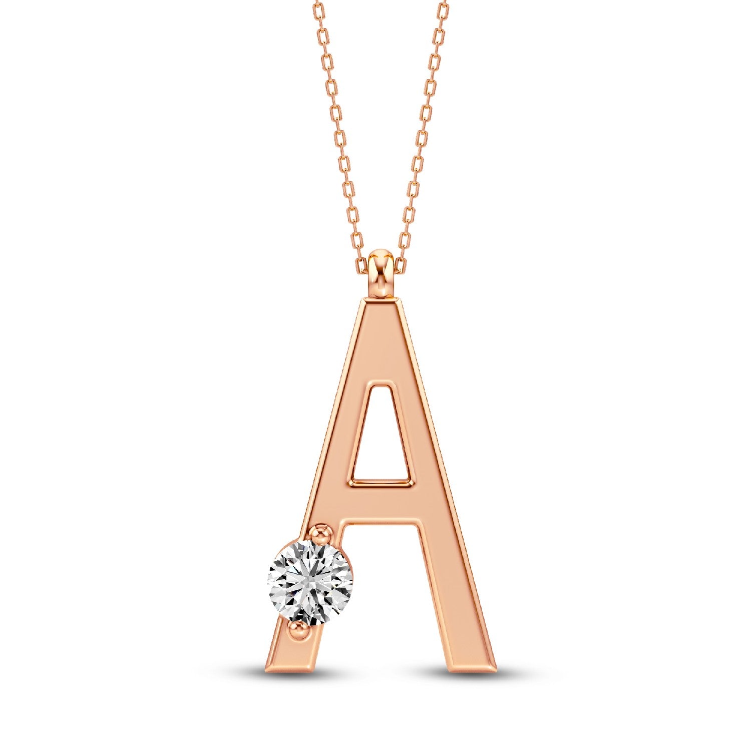 Personalized Brilliance: Lab-Grown Diamond Alphabets Initial "A" Pendant.GrownDiva.