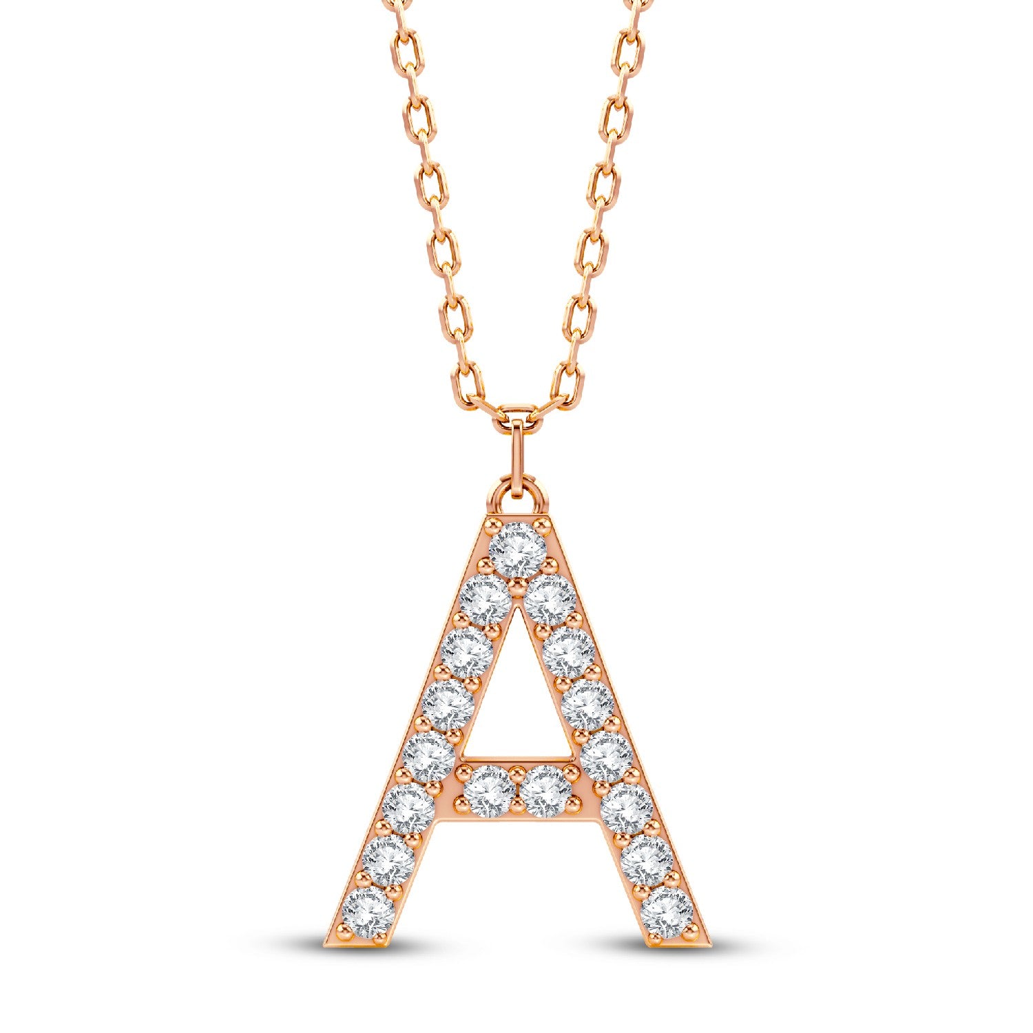 Lab Diamond Alphabets Initial "A" Pendant | 0.104 CTW 18kt Gold Vermeil & 925 Silver.GrownDiva.