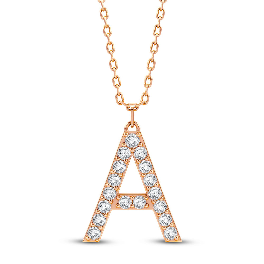 Lab Diamond Alphabets Initial "A" Pendant | 0.104 CTW 18kt Gold Vermeil & 925 Silver.GrownDiva.