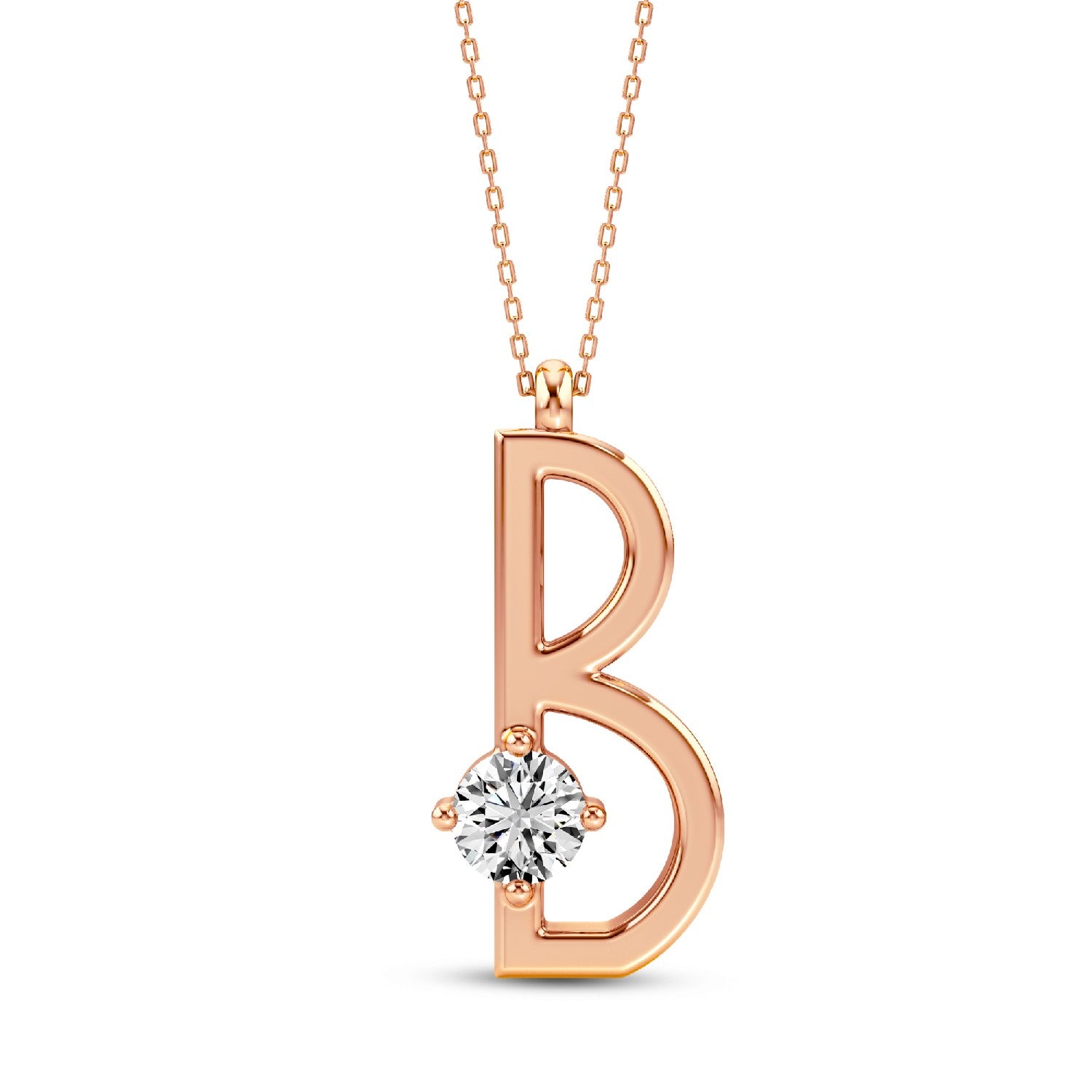 Signature Sparkle: Lab-Grown Diamond Alphabets Initial "B" Pendant.GrownDiva.