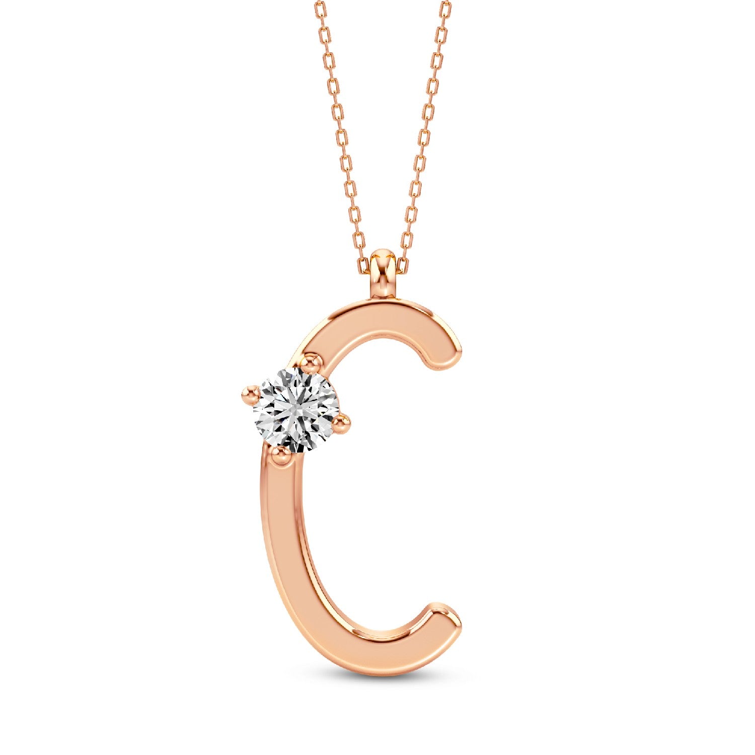 Timeless Elegance: Lab-Grown Diamond Alphabets Initial "C" Pendant.GrownDiva.