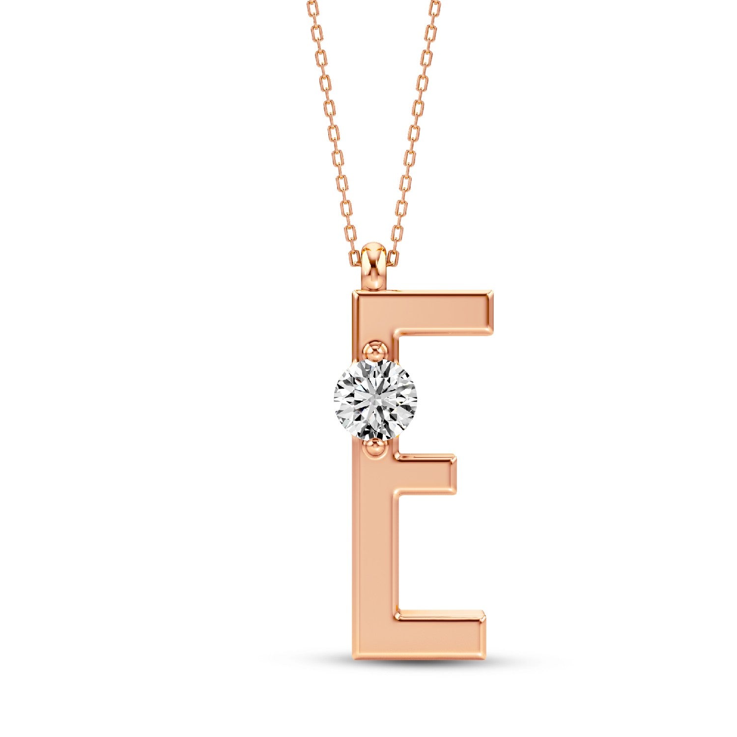 Refined Radiance: Lab-Grown Diamond Alphabets Initial "E" Pendant.GrownDiva.
