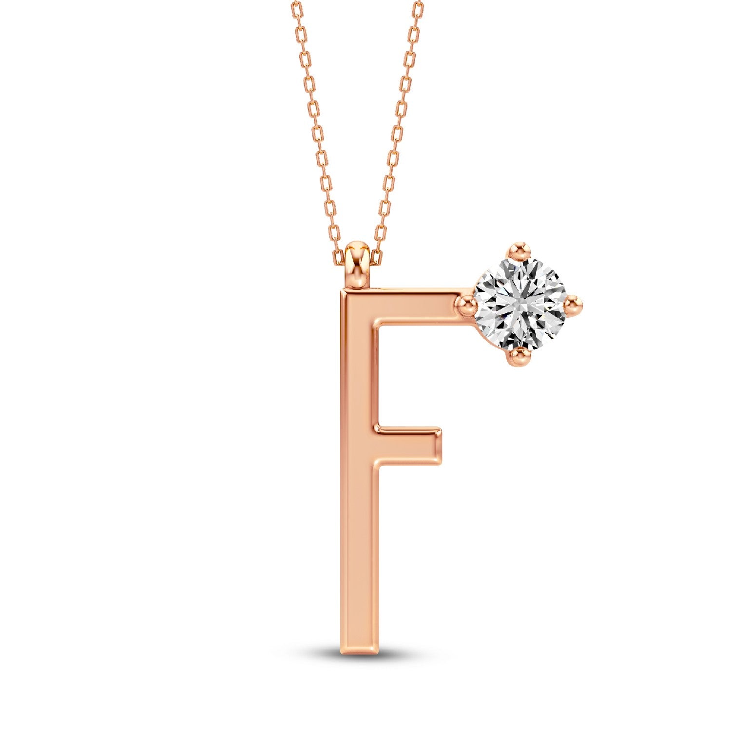 Modern Muse: Lab-Grown Diamond Alphabets Initial "F" Pendant.GrownDiva.
