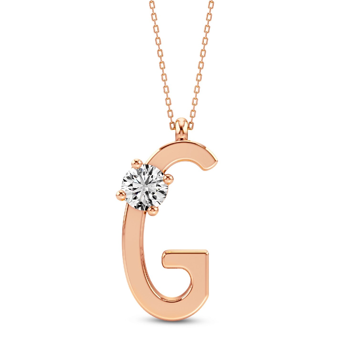 Glow with Grace: Lab-Grown Diamond Alphabets Initial "G" Pendant.GrownDiva.