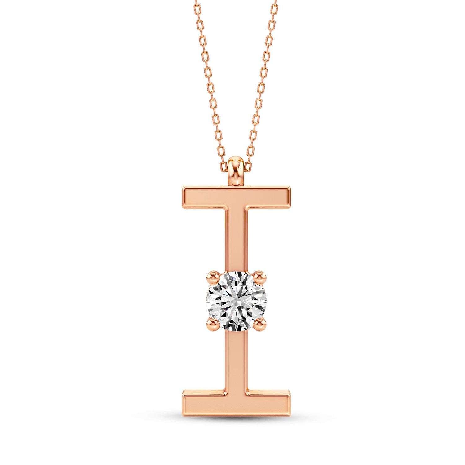Alphabets Initial "I" Lab-Grown Diamond Pendant | 925 Silver 18kt Gold Vermeil.GrownDiva.
