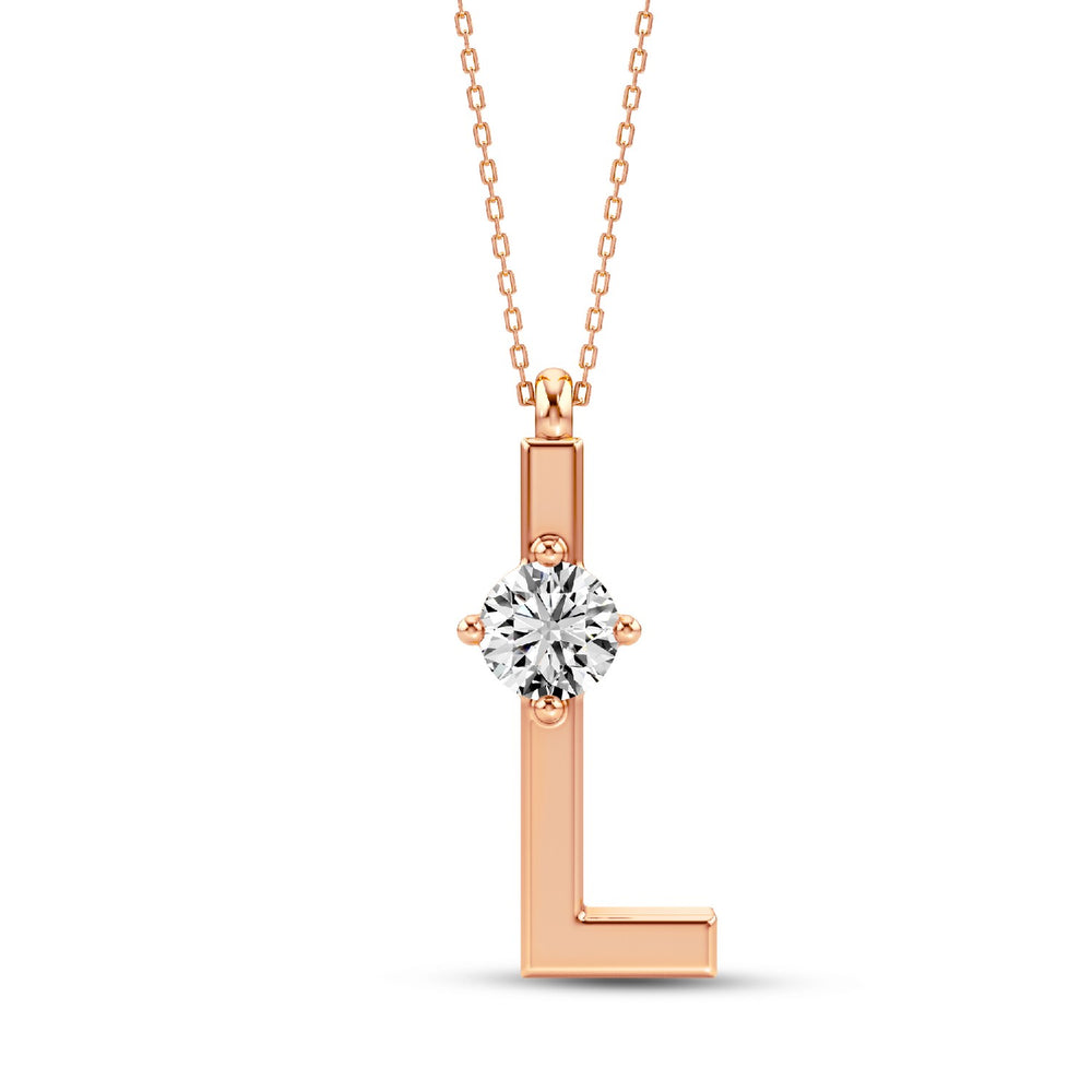 Alphabets Initial "L" Lab-Grown Diamond Pendant | 925 Silver 18kt Gold Vermeil.GrownDiva.