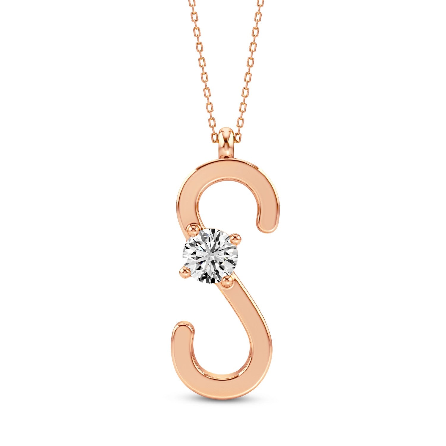 Alphabets Initial "S" Lab-Grown Diamond Pendant | 925 Silver 18kt Gold Vermeil.GrownDiva