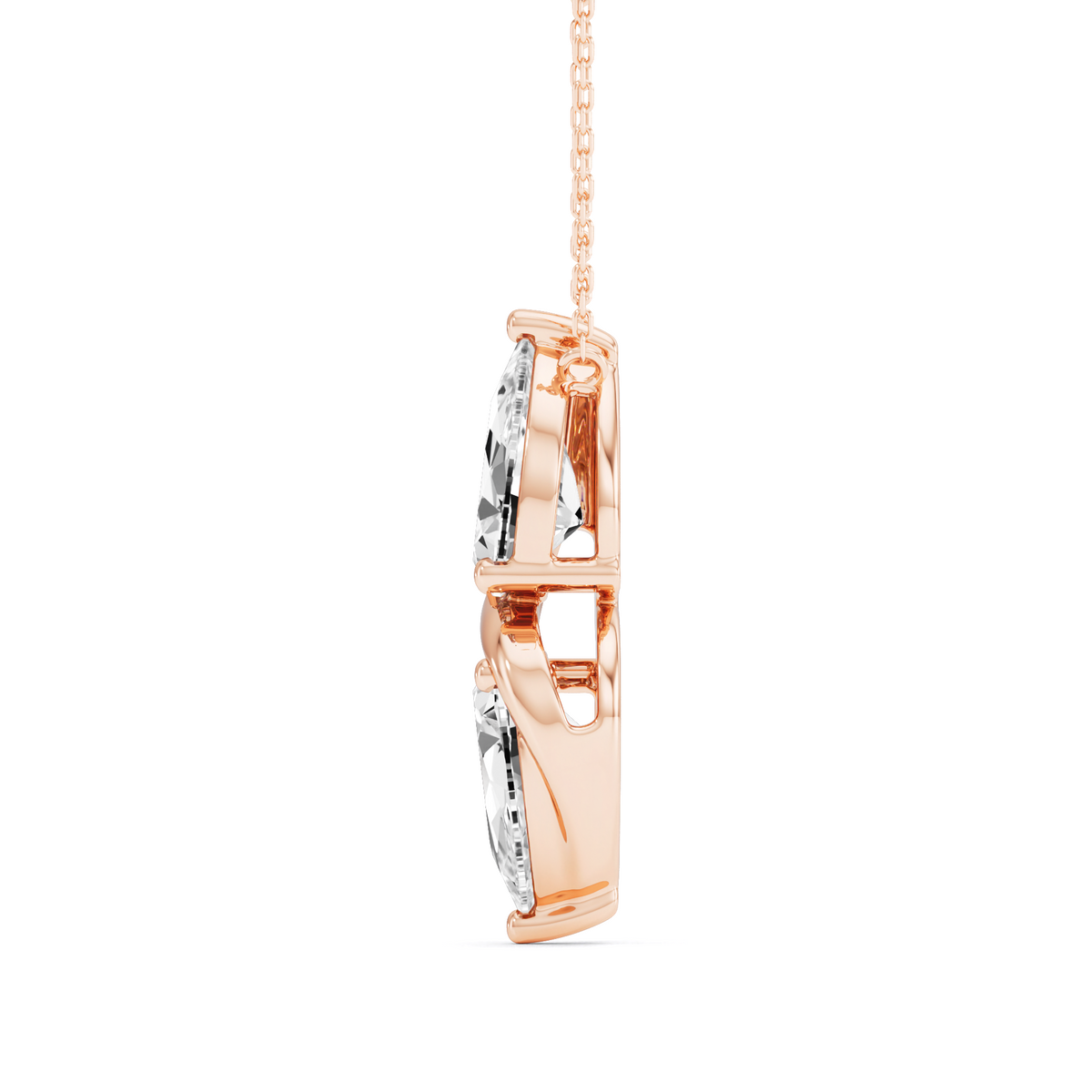 GrownńDiva Two-Stone Pear Lab Diamond S-Wave Solitaire Pendant (2.20 CTTW)