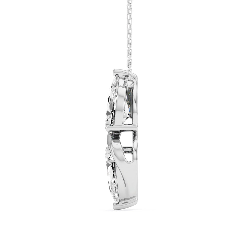 GrownńDiva Two-Stone Pear Lab Diamond S-Wave Solitaire Pendant (2.20 CTTW)