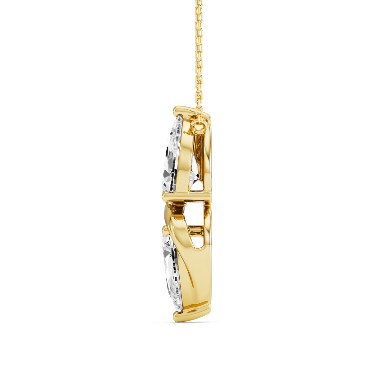 GrownńDiva Two-Stone Pear Lab Diamond S-Wave Solitaire Pendant (2.20 CTTW)