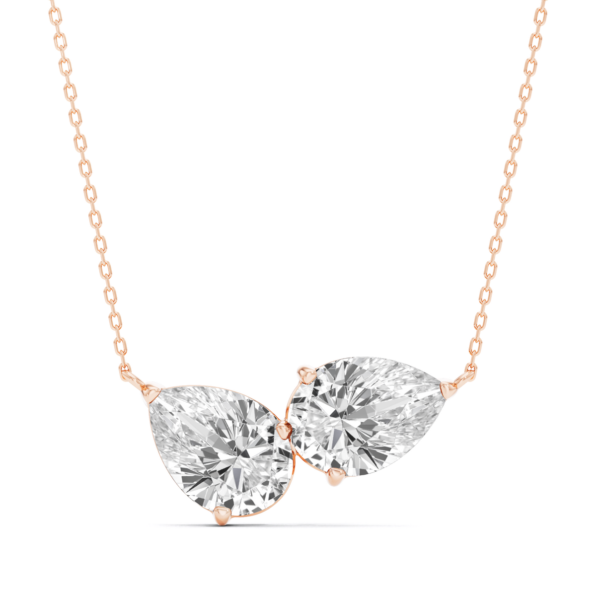 GrownńDiva 2.46 CT Two-Stone Pear Lab Diamond Toi et Moi Pendant in 18K Gold Vermeil