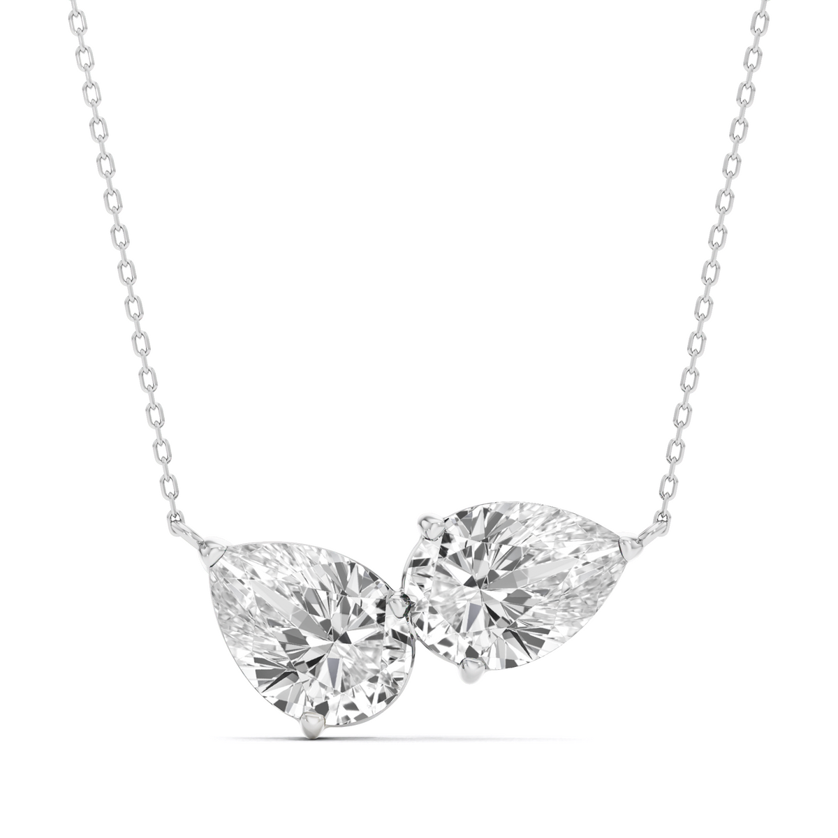 GrownńDiva 2.46 CT Two-Stone Pear Lab Diamond Toi et Moi Pendant in 18K Gold Vermeil