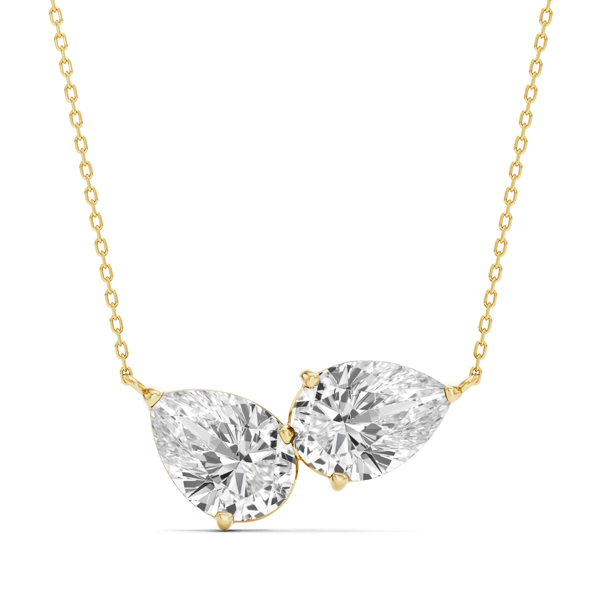 GrownńDiva 2.46 CT Two-Stone Pear Lab Diamond Toi et Moi Pendant in 18K Gold Vermeil