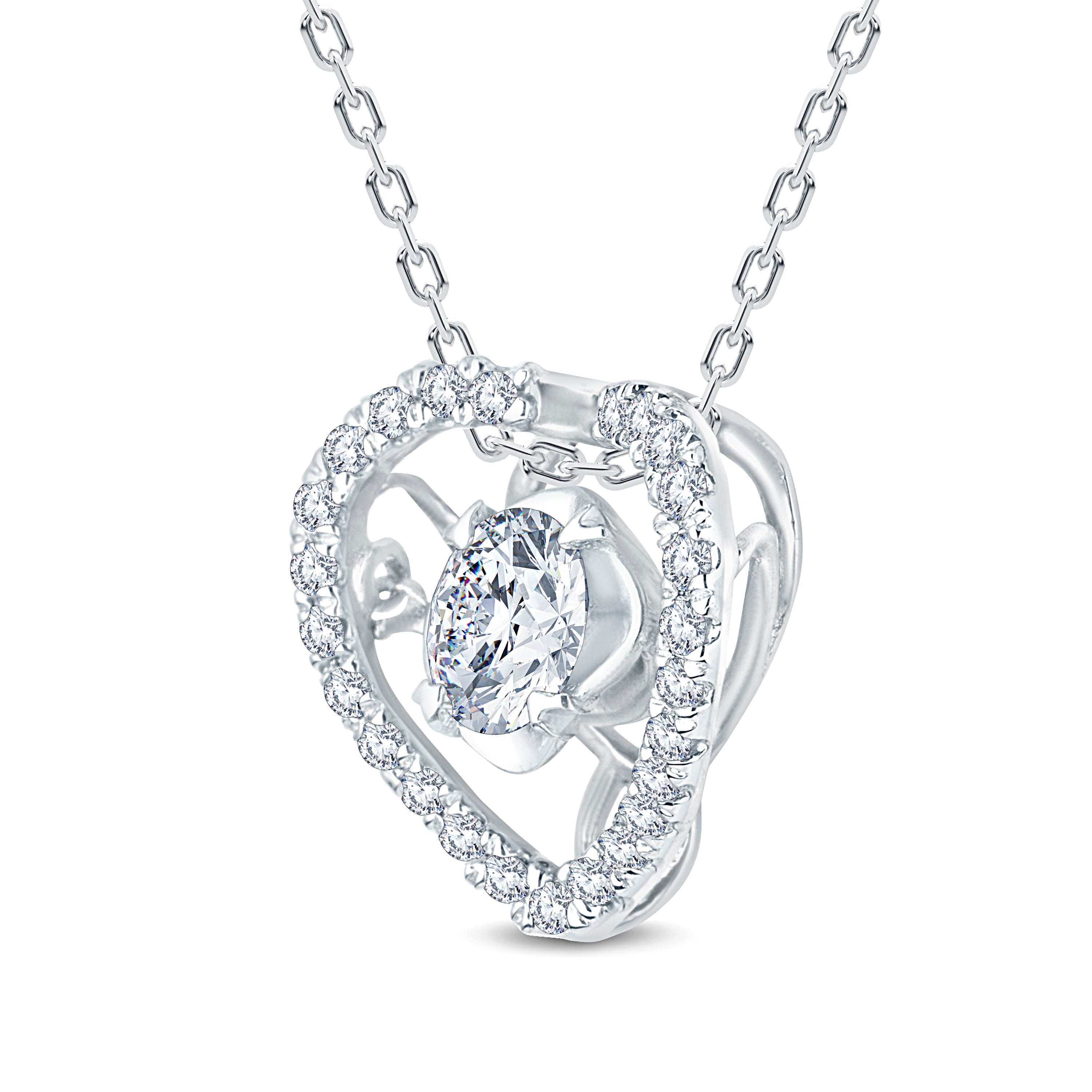 The Heart Solitaire 0.30 CT Round Lab Diamond Pendant 3 Colors By GrownńDiva