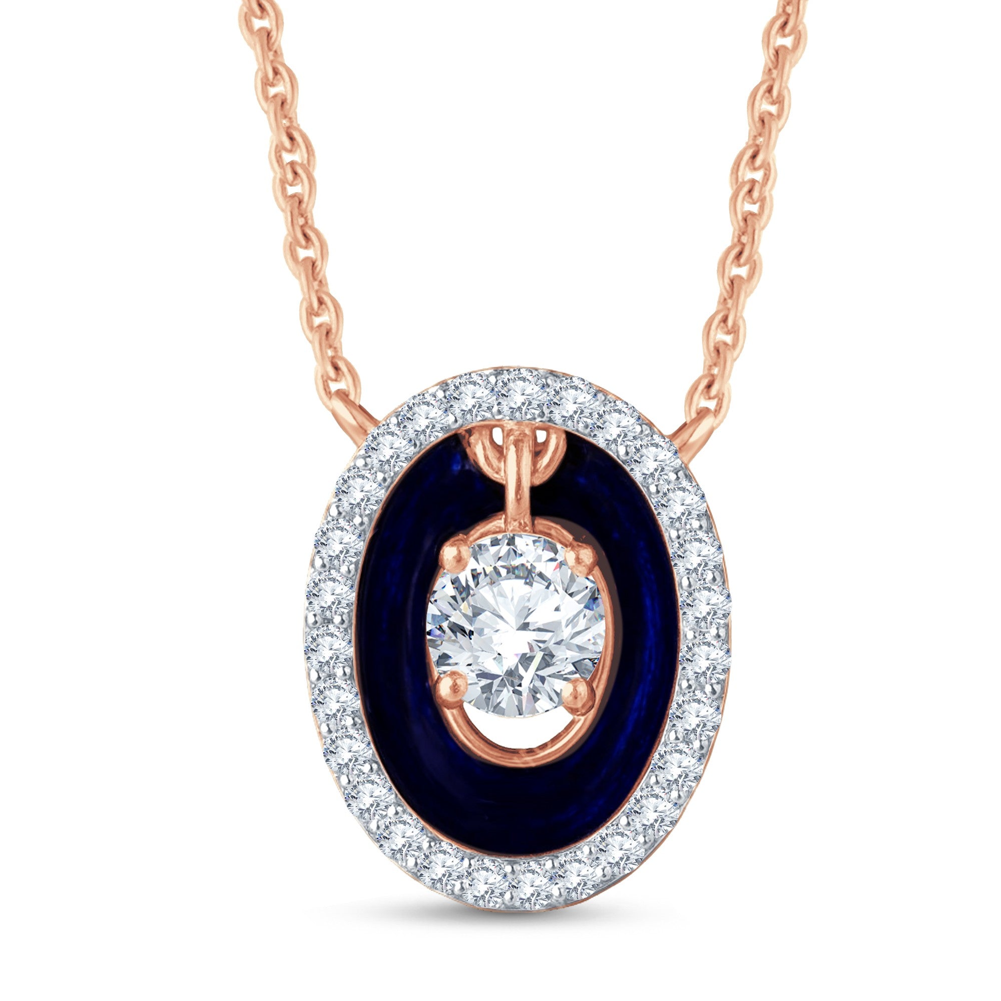 Art Deco 0.20ct Lab Diamond Solitaire Oval Pendant | Enamel Detail | 18kt Gold Vermeil by GrownńDiva