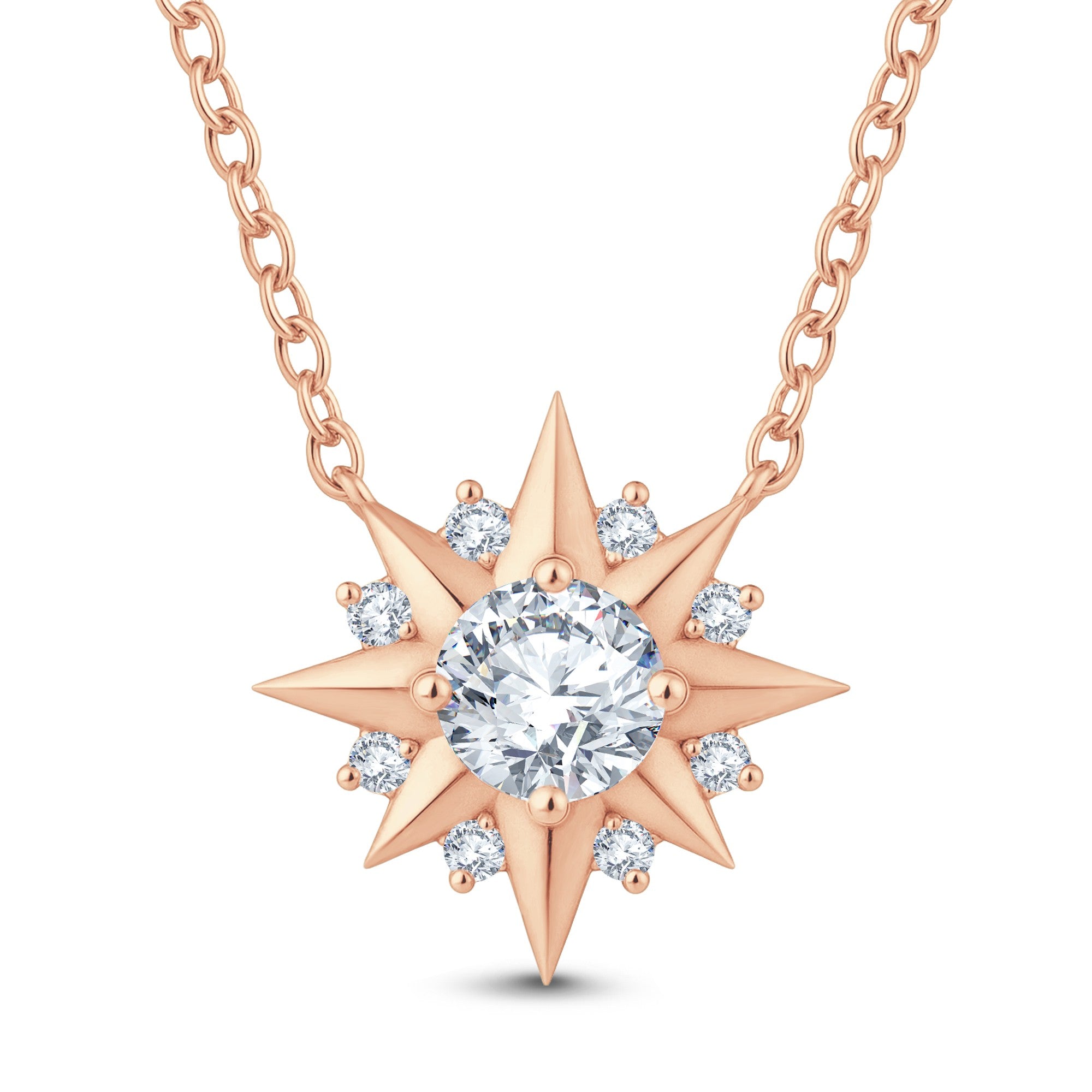 GrownńDiva Solitaire Starburst Lab Diamond Pendant 0.62ct in 18K Gold Vermeil