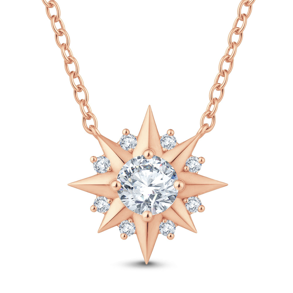 GrownńDiva Solitaire Starburst Lab Diamond Pendant 0.62ct in 18K Gold Vermeil