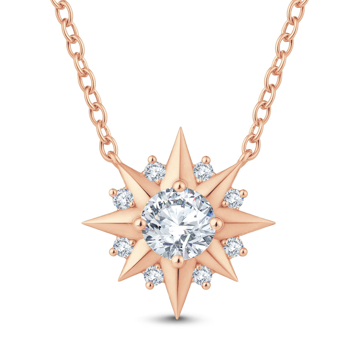 GrownnDiva Solitaire Starburst Lab Diamond Pendant 0.62ct in 18K Gold Vermeil