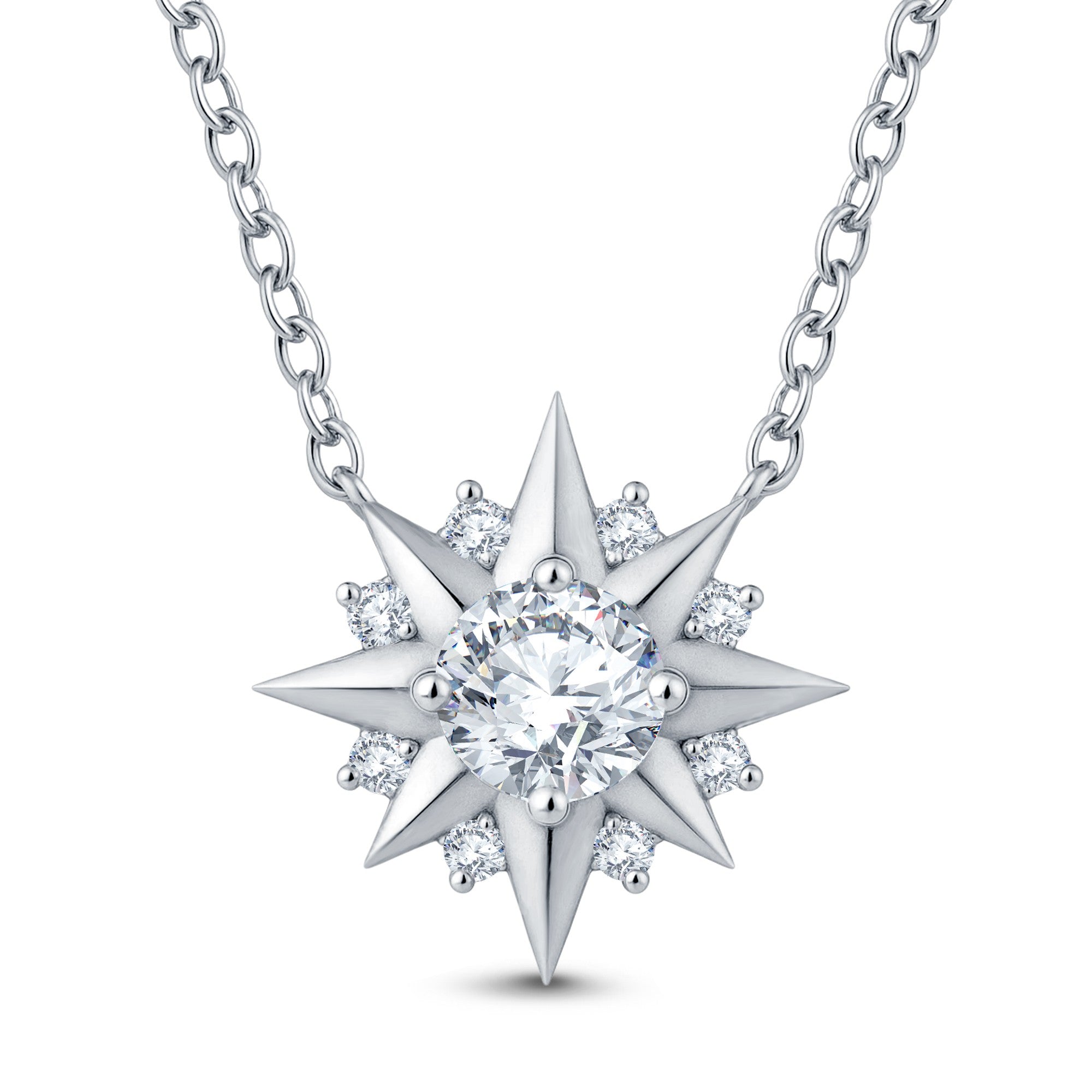 GrownńDiva Solitaire Starburst Lab Diamond Pendant 0.62ct in 18K Gold Vermeil