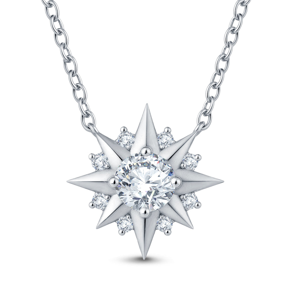 GrownńDiva Solitaire Starburst Lab Diamond Pendant 0.62ct in 18K Gold Vermeil