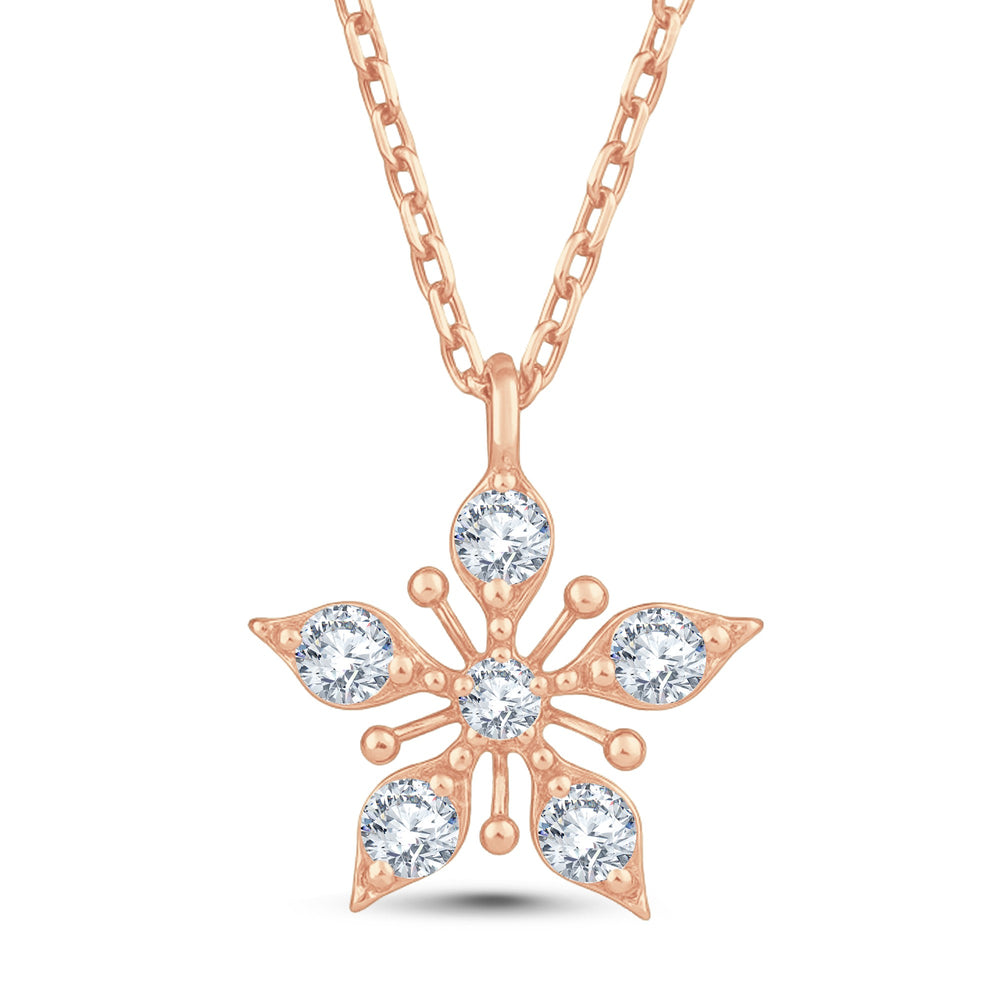 0.21 Carat Lab Diamond Flower Necklace - GrownńDiva 18K Gold Vermeil on 925 Silver