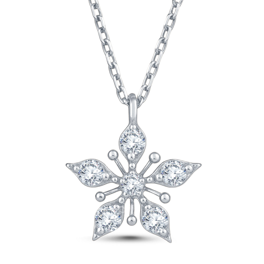 0.21 Carat Lab Diamond Flower Necklace - GrownńDiva 18K Gold Vermeil on 925 Silver