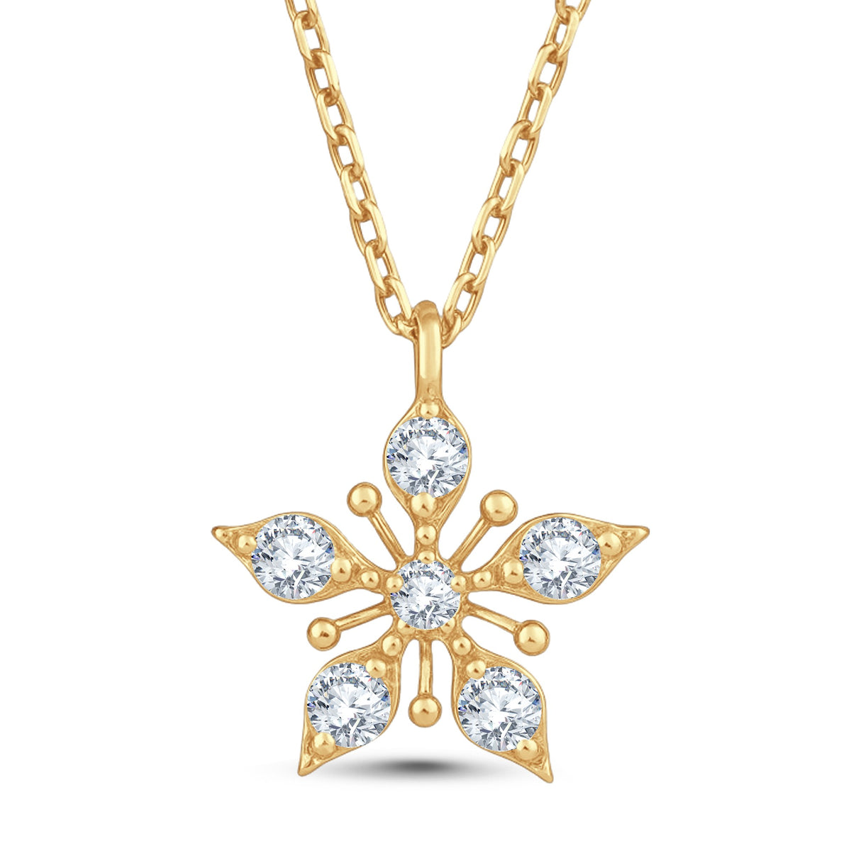 0.21 Carat Lab Diamond Flower Necklace - GrownnDiva 18K Gold Vermeil on 925 Silver