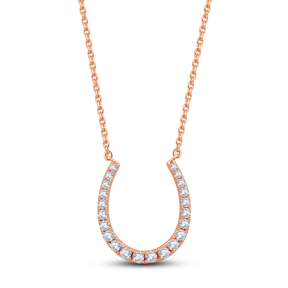 0.34 Carat Lab Diamond Horseshoe Pendant - GrownńDiva 18K Gold Vermeil on 925