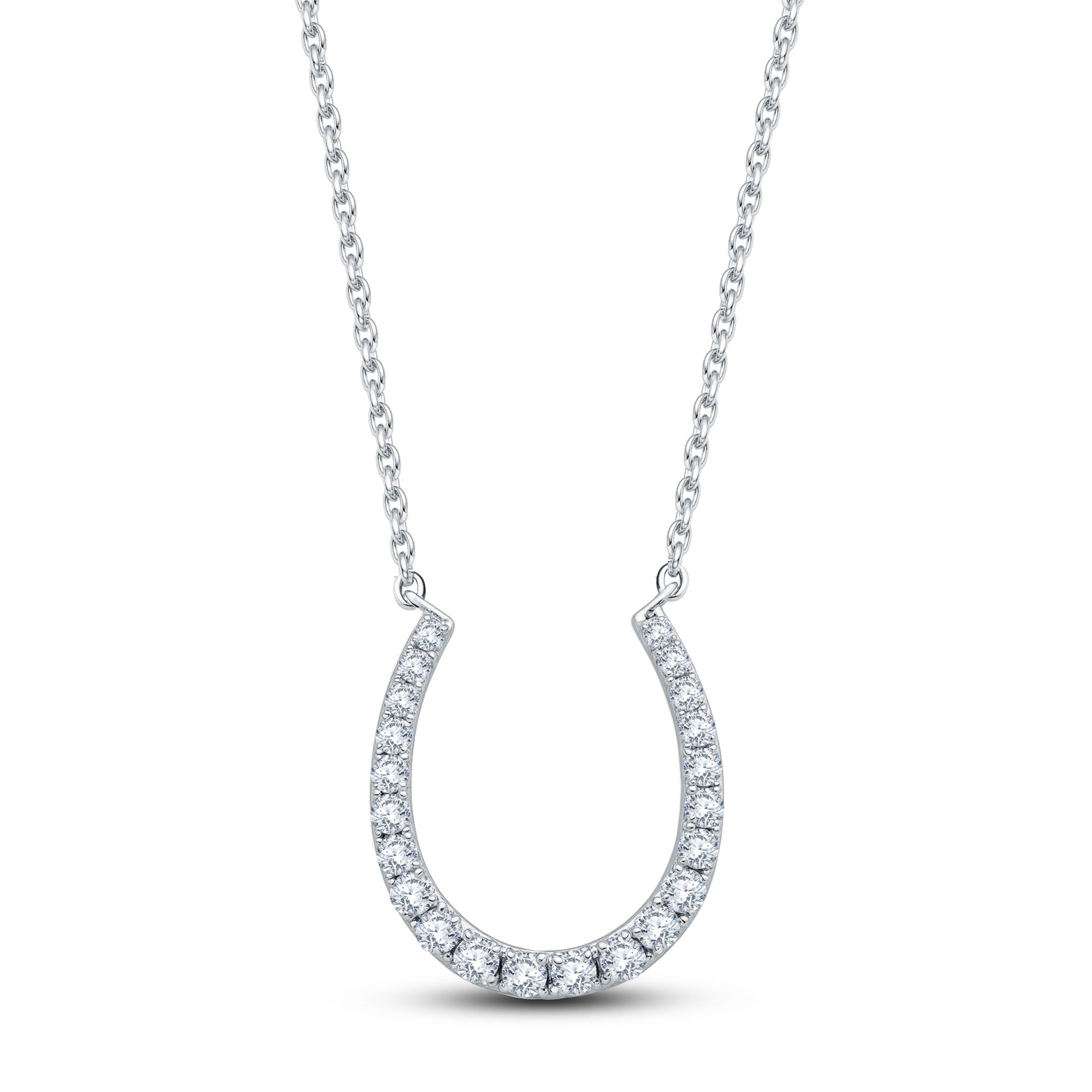 0.34 Carat Lab Diamond Horseshoe Pendant - GrownńDiva 18K Gold Vermeil on 925