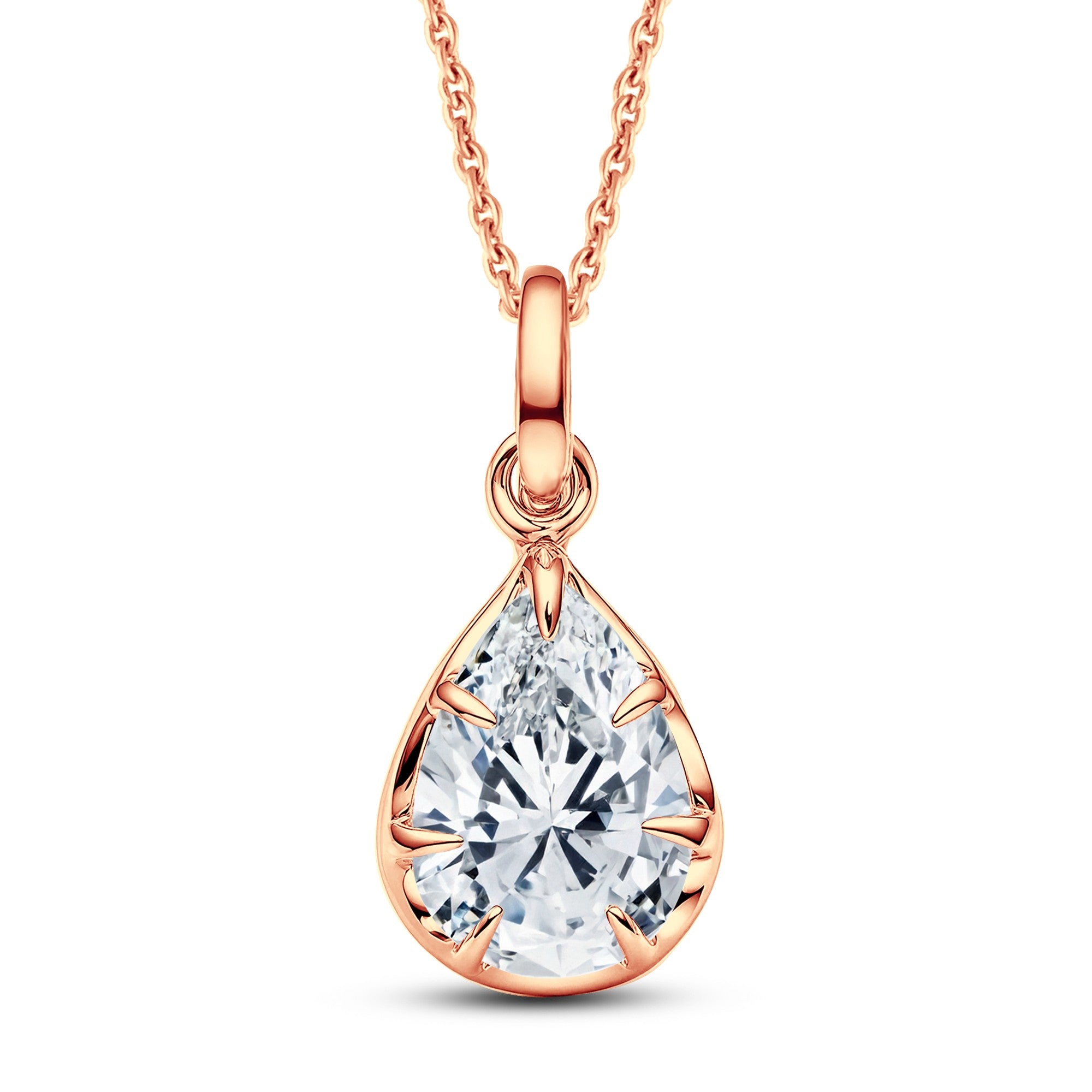 GrownńDiva 1.50ct Pear Lab Diamond Solitaire Pendant | 18KT Gold Vermeil on 925 Silver