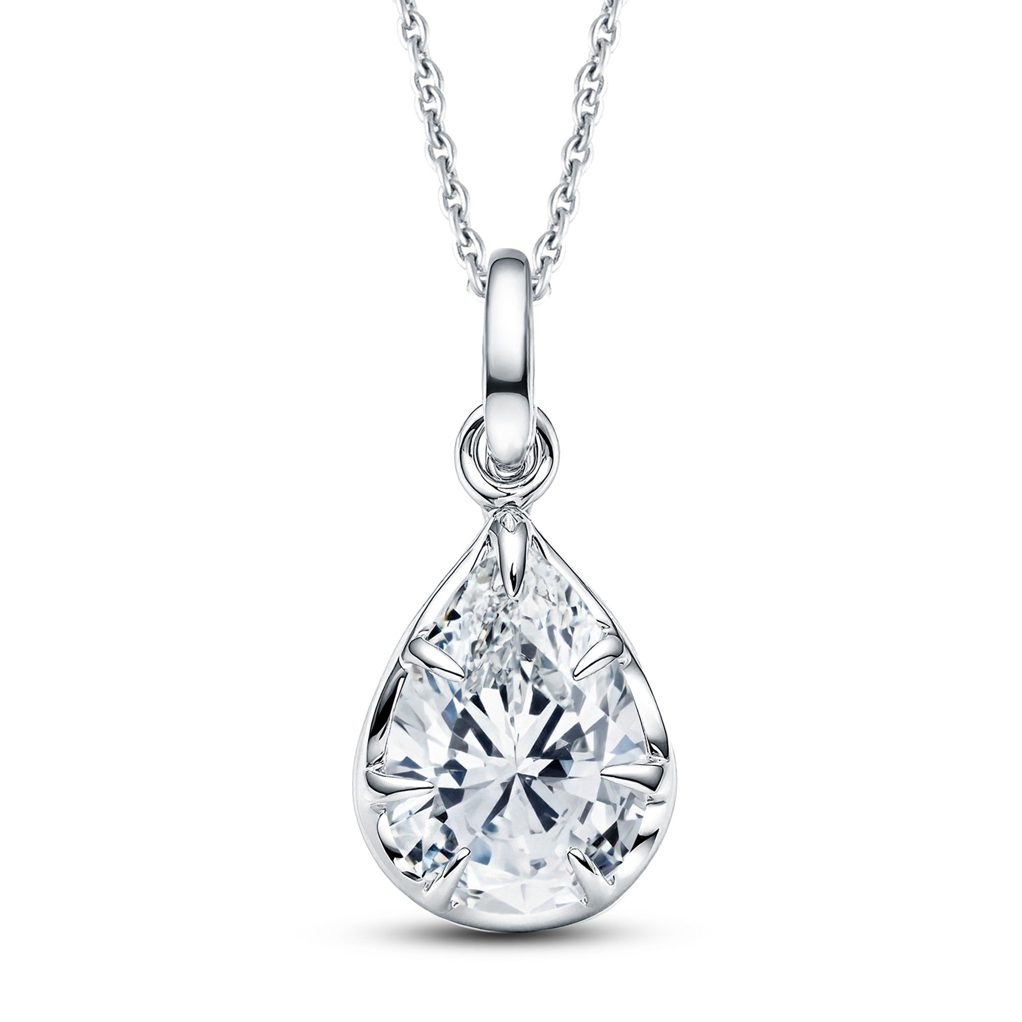 GrownńDiva 1.50ct Pear Lab Diamond Solitaire Pendant | 18KT Gold Vermeil on 925 Silver