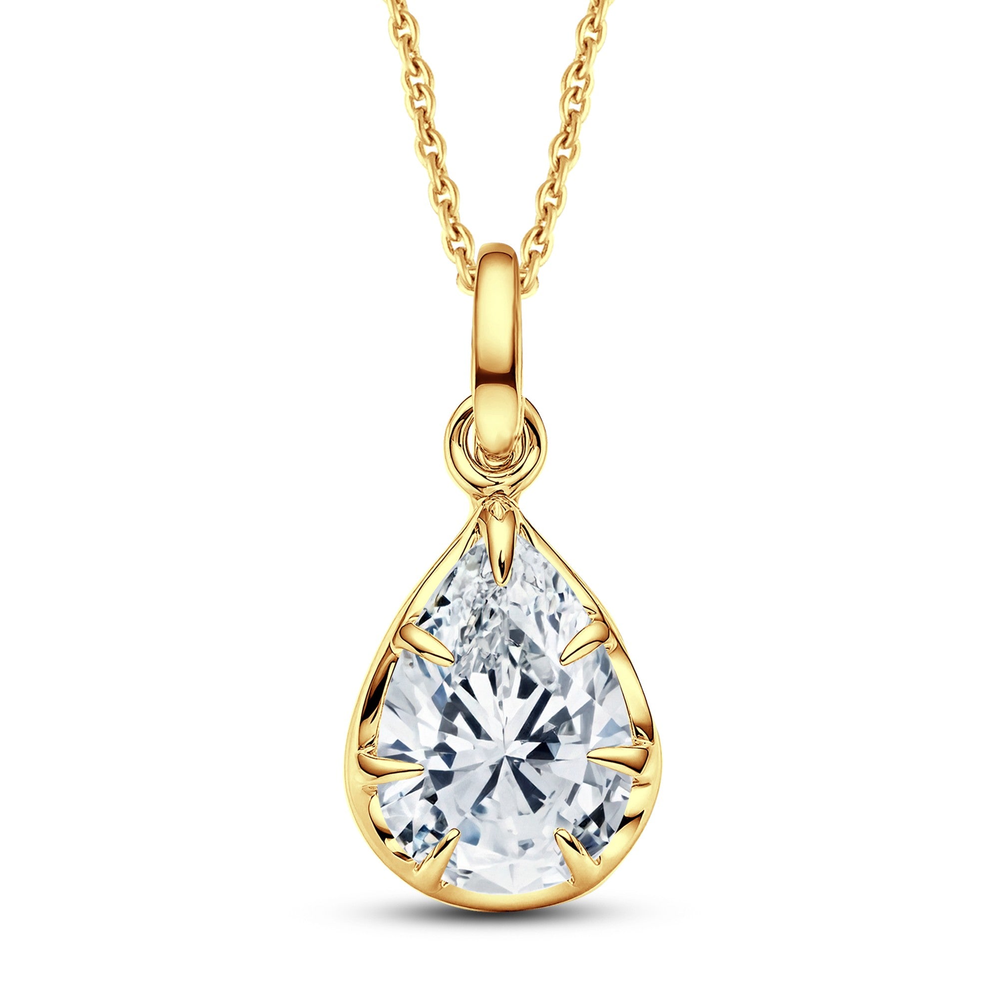GrownńDiva 1.50ct Pear Lab Diamond Solitaire Pendant | 18KT Gold Vermeil on 925 Silver