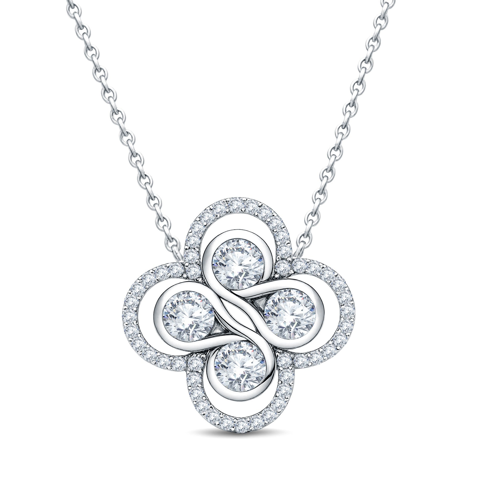 GrownńDiva 0.92 CT Lab Diamond Clover Pendant | 925 Silver 18K Gold Vermeil |