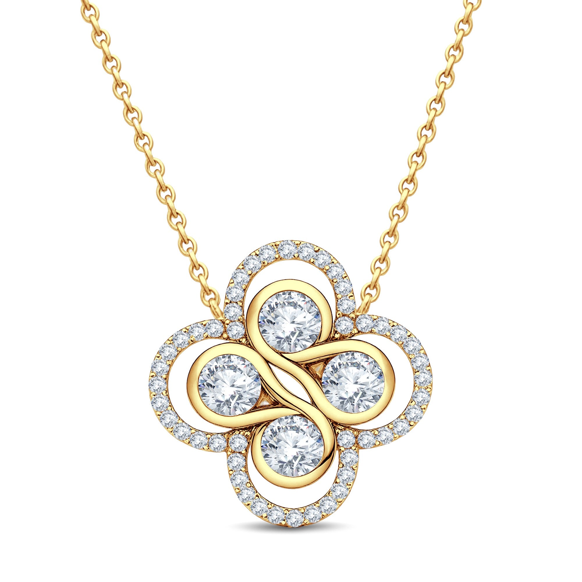 GrownńDiva 0.92 CT Lab Diamond Clover Pendant | 925 Silver 18K Gold Vermeil |
