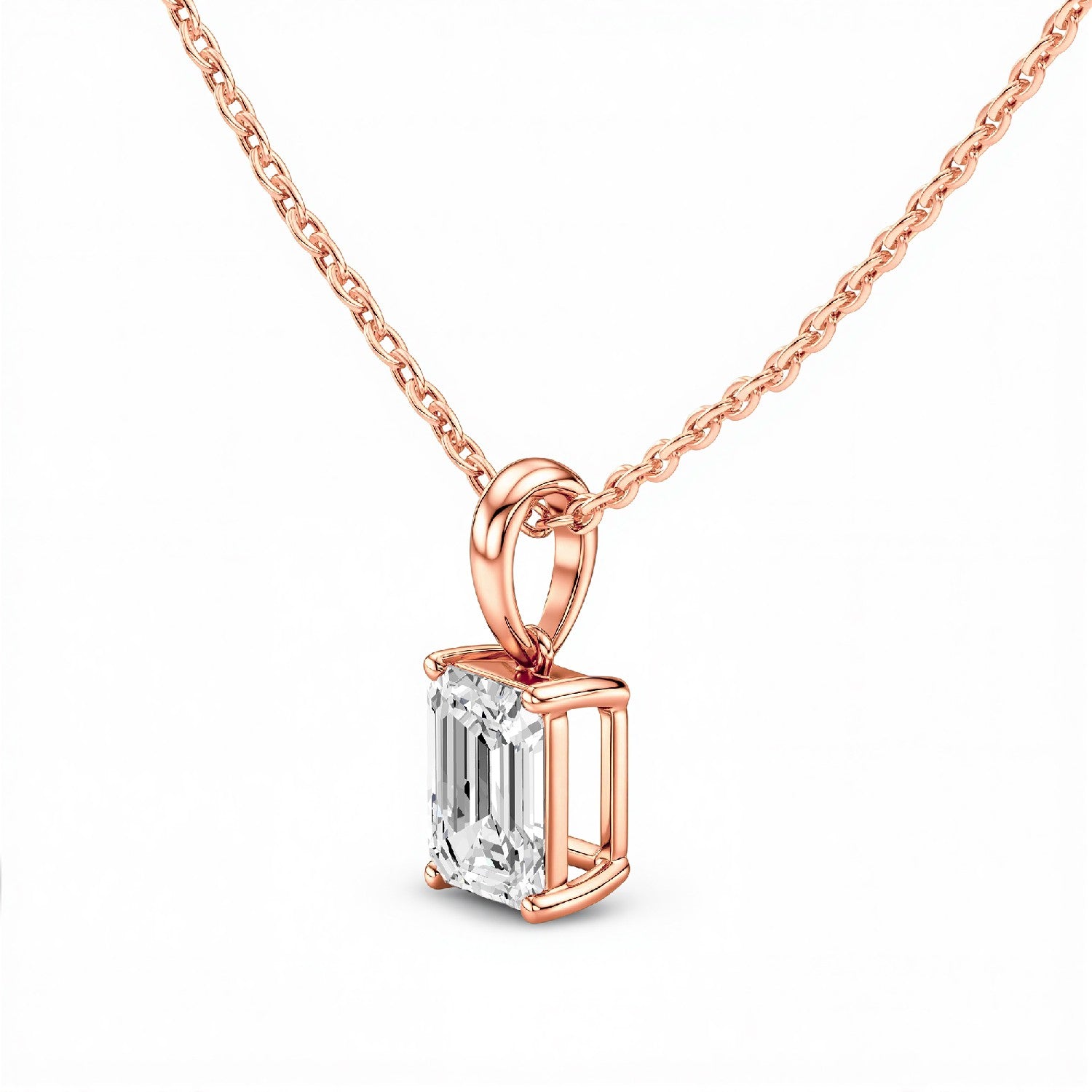 1.50 CTW Emerald-Cut Lab Diamond Solitaire Pendant | 18KT Gold Vermeil.GrownńDiva
