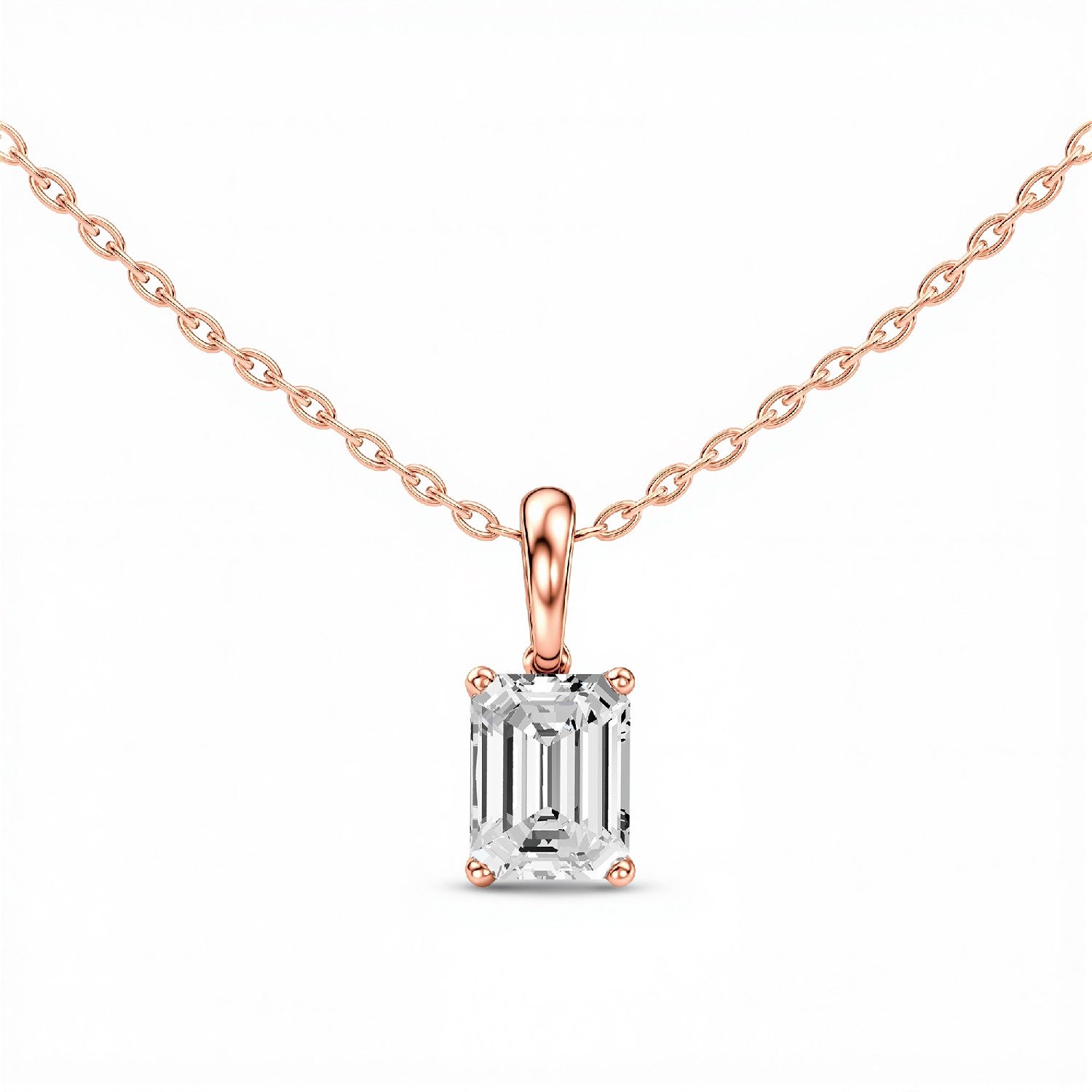 1.50 CTW Emerald-Cut Lab Diamond Solitaire Pendant | 18KT Gold Vermeil.GrownńDiva