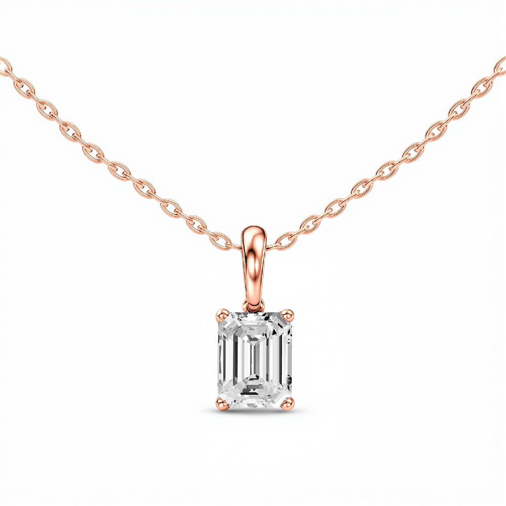 1.50 CTW Emerald-Cut Lab Diamond Solitaire Pendant | 18KT Gold Vermeil.GrownńDiva