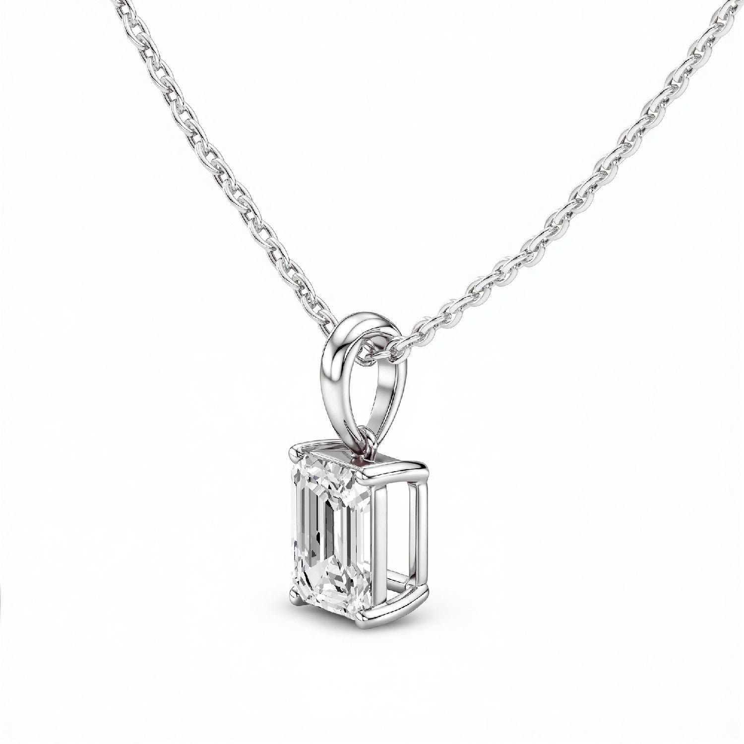 1.50 CTW Emerald-Cut Lab Diamond Solitaire Pendant | 18KT Gold Vermeil.GrownńDiva