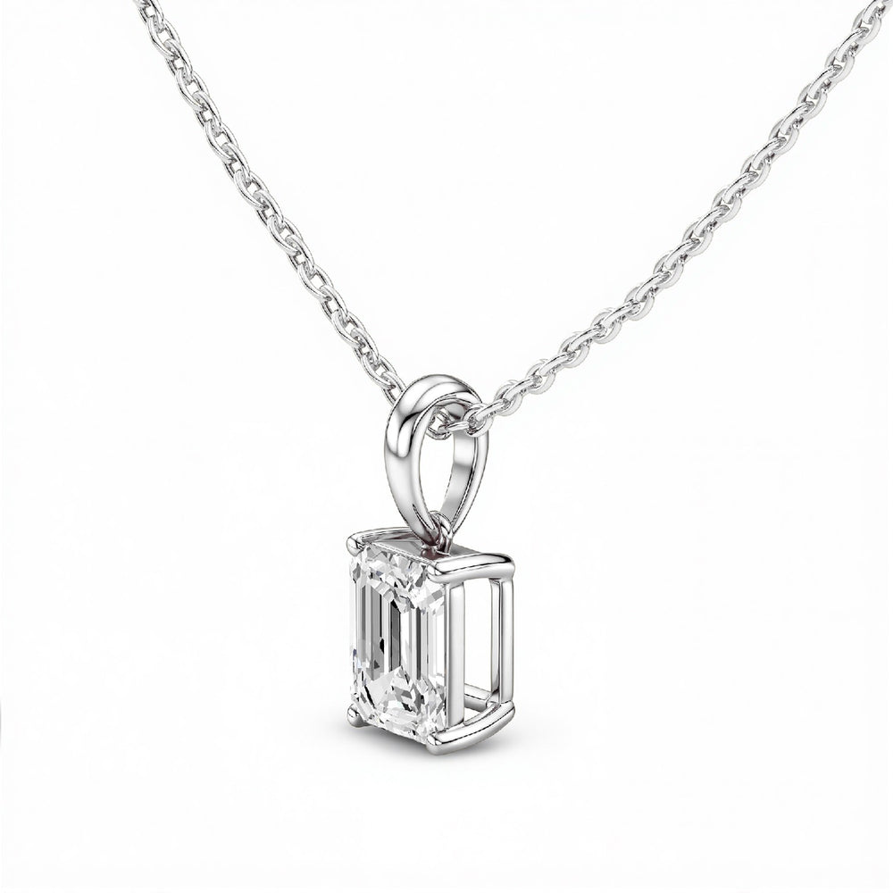 1.50 CTW Emerald-Cut Lab Diamond Solitaire Pendant | 18KT Gold Vermeil.GrownńDiva
